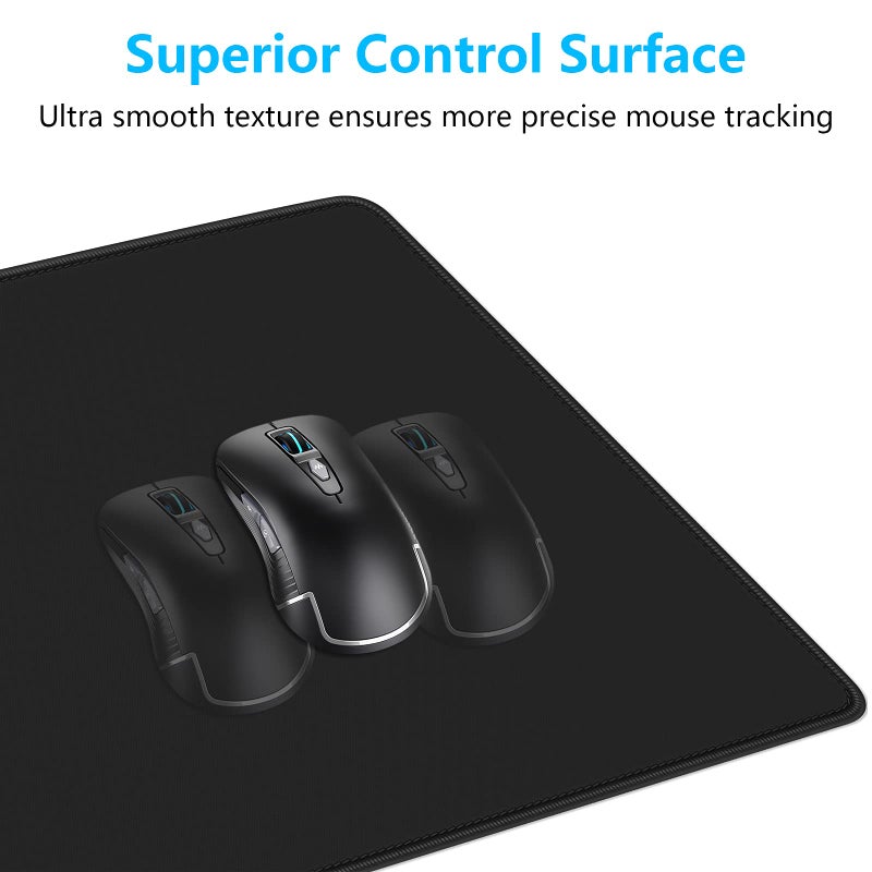 Dapesuom Large Mouse Pad  Extended Gaming Mouse Pad with Stitched Edges  Waterproof Desk Pads with Non-Slip Base  Computer Keyboard Pad  Big Mouse Mat for Laptop  Office  23.6 x 11.8 in  Jet Black - Image 3